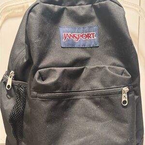Jansport Black Backpack with Blue and Red Logo